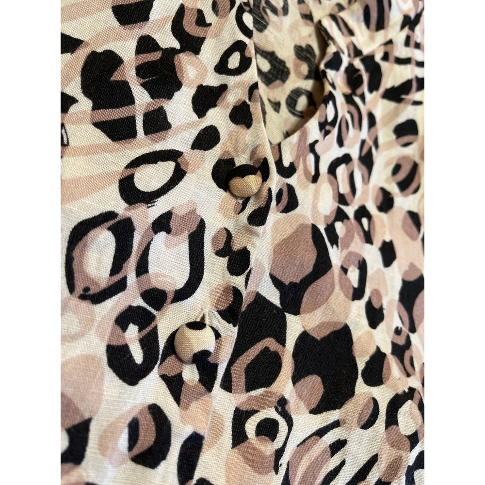 Carole Little Woman 3X Linen Animal Print Button Down Shirt Blouse - Picture 6 of 8